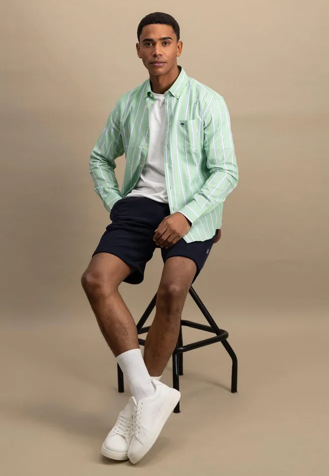 Shirts Men FYNCHHATTON Shirt With Buttondown Collar And Stripes Summer Breezeturf Green