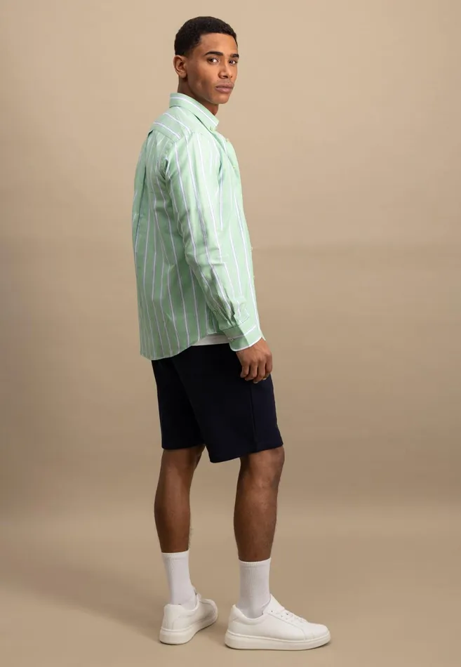 Shirts Men FYNCHHATTON Shirt With Buttondown Collar And Stripes Summer Breezeturf Green