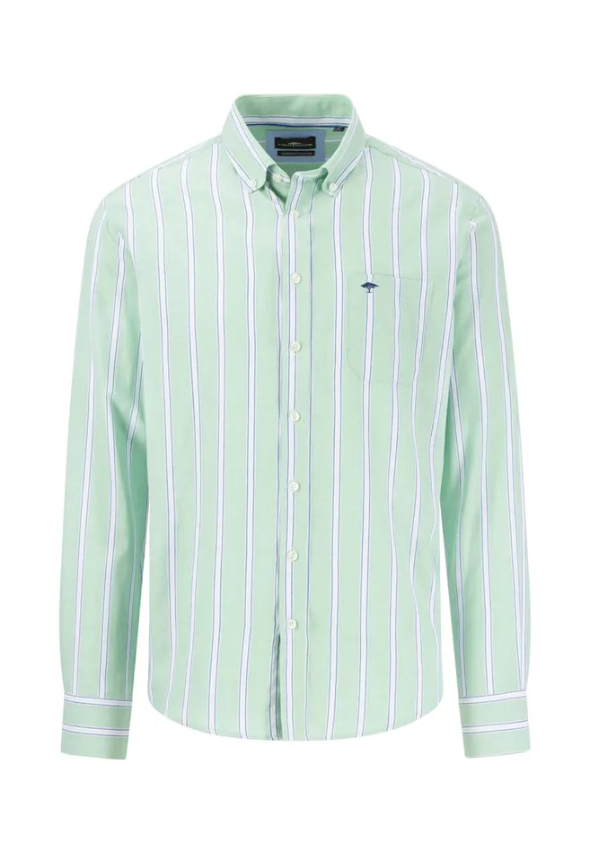 Shirts Men FYNCHHATTON Shirt With Buttondown Collar And Stripes Summer Breezeturf Green