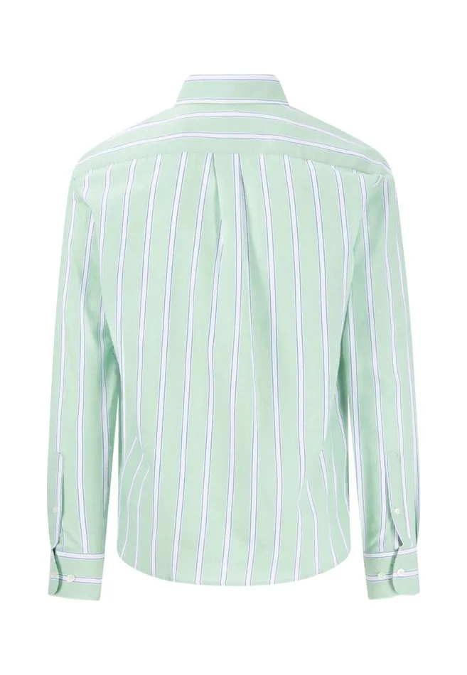Shirts Men FYNCHHATTON Shirt With Buttondown Collar And Stripes Summer Breezeturf Green
