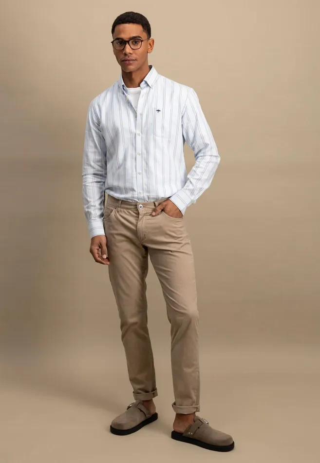 Shirts Men FYNCHHATTON Shirt With Buttondown Collar And Stripes Summer Breezeturf Green