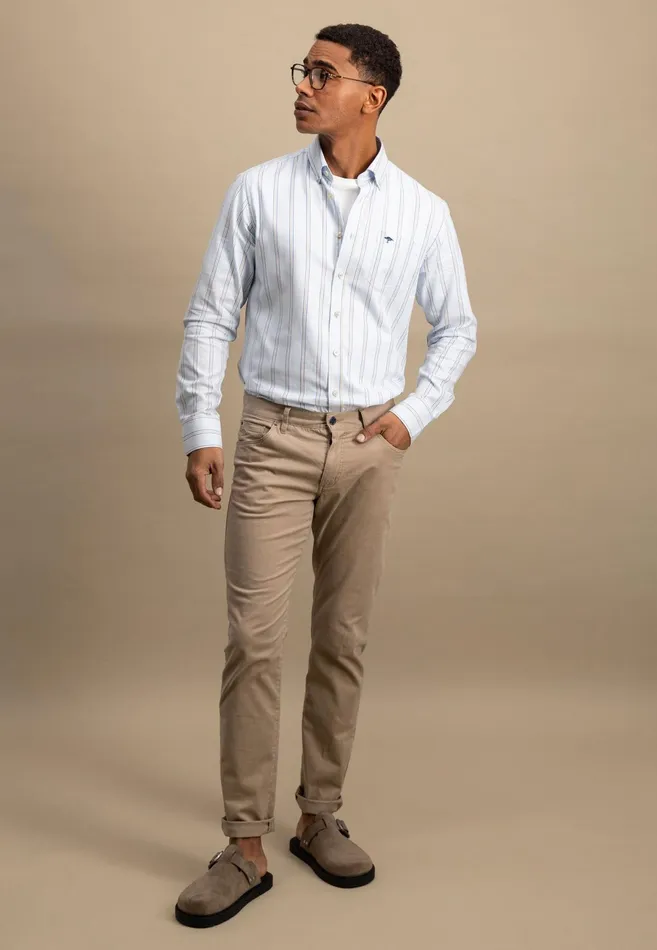 Shirts Men FYNCHHATTON Shirt With Buttondown Collar And Stripes Summer Breezeturf Green
