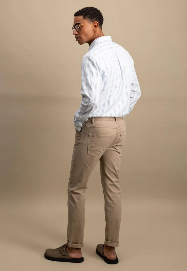 Shirts Men FYNCHHATTON Shirt With Buttondown Collar And Stripes Summer Breezeturf Green