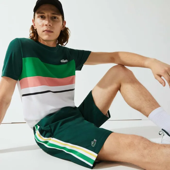 Shorts and Swim Men Lacoste Mens SPORT Contrast Bands Lightweight Shorts Green Yellow White 117 Shorts and Swim Men Lacoste Mens SPORT Contrast Bands Lightweight Shorts Green Yellow White 117