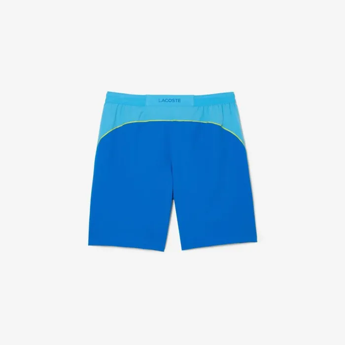 Shorts and Swim Men Lacoste Mens SPORT X Novak Djokovic Colorblock Shorts Blue Yellow Gsk