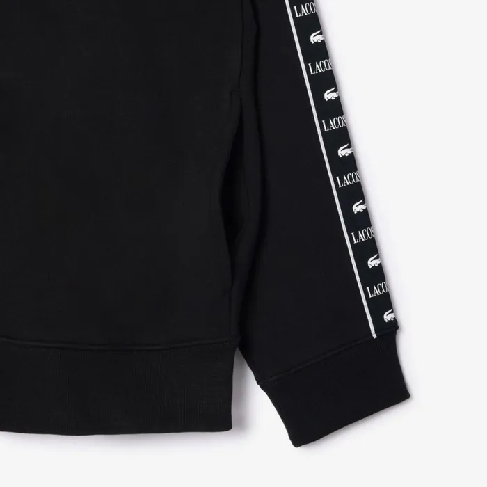Sweaters and Sweatshirts Men Lacoste Men039s Logo Stripe ZipUp Sweatshirt Black 031