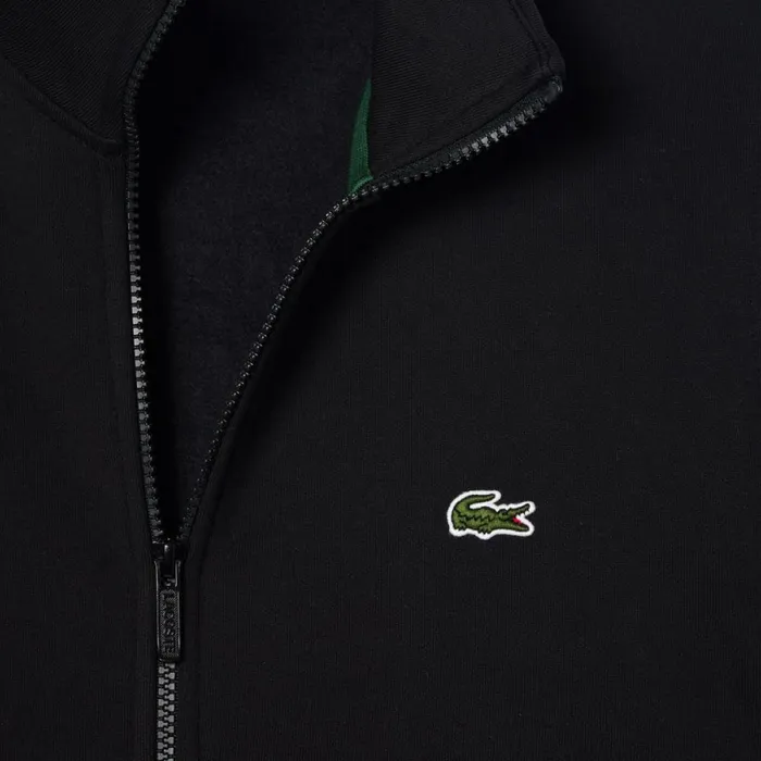 Sweaters and Sweatshirts Men Lacoste Men039s Logo Stripe ZipUp Sweatshirt Black 031