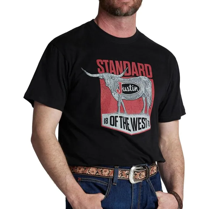 TShirts and Polos Men Justin Boots Justin Standard Of The West Tee Black