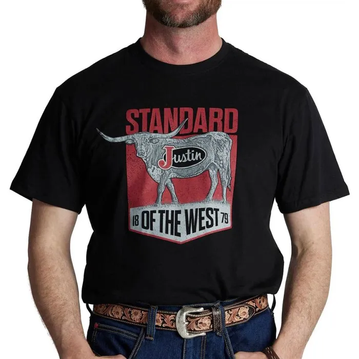 TShirts and Polos Men Justin Boots Justin Standard Of The West Tee Black