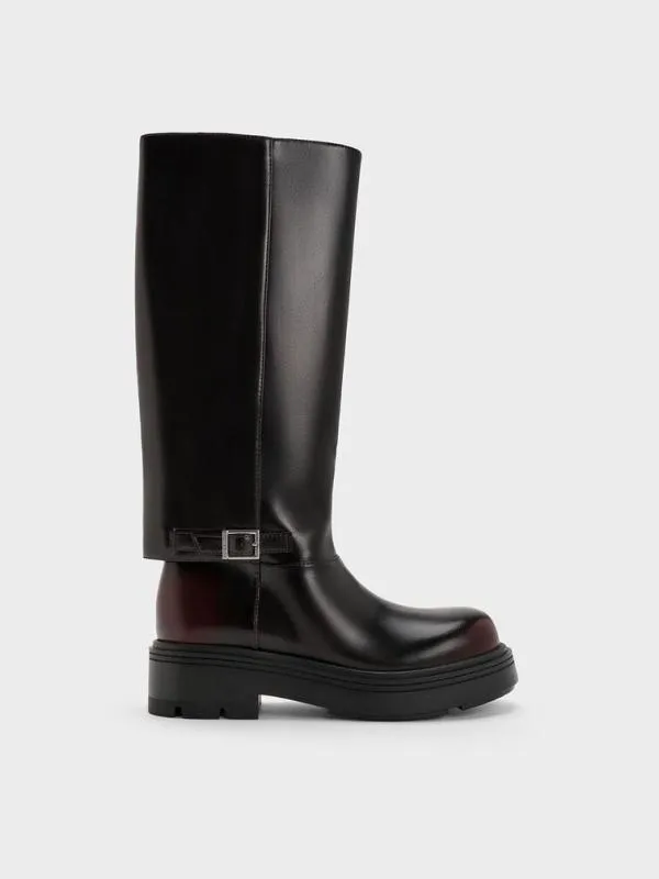 Women Davis Buckled FoldOver Boots 8211 Dark Brown CHARLES and KEITH Boots