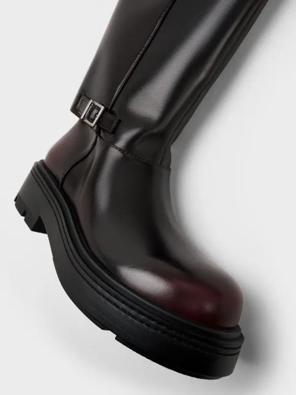 Women Davis Buckled FoldOver Boots 8211 Dark Brown CHARLES and KEITH Boots