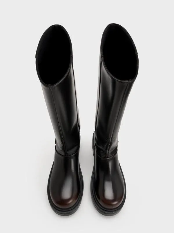 Women Davis Buckled FoldOver Boots 8211 Dark Brown CHARLES and KEITH Boots