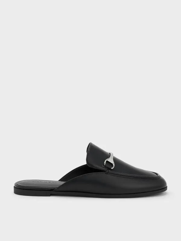 Women Leslie MetallicAccent Mules 8211 Black CHARLES and KEITH Flats
