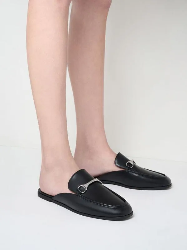 Women Leslie MetallicAccent Mules 8211 Black CHARLES and KEITH Flats