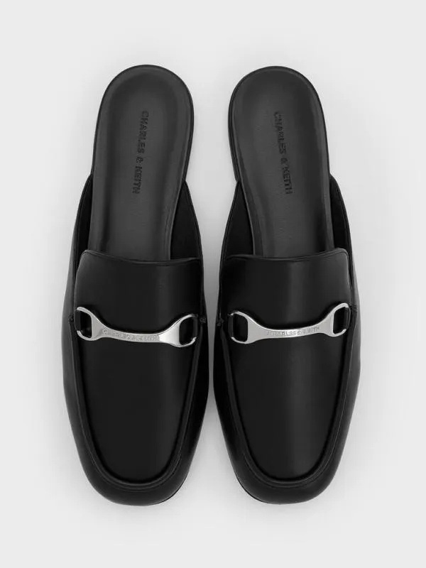 Women Leslie MetallicAccent Mules 8211 Black CHARLES and KEITH Flats