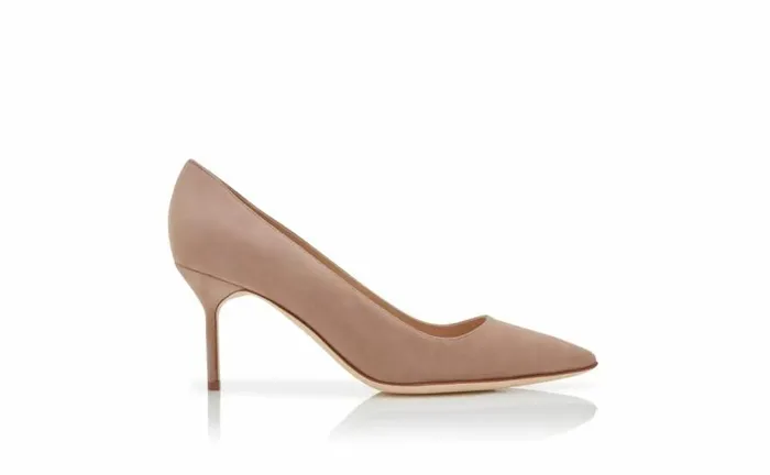 Women Light Beige Suede Pumps Manolo Blahnik Pumps