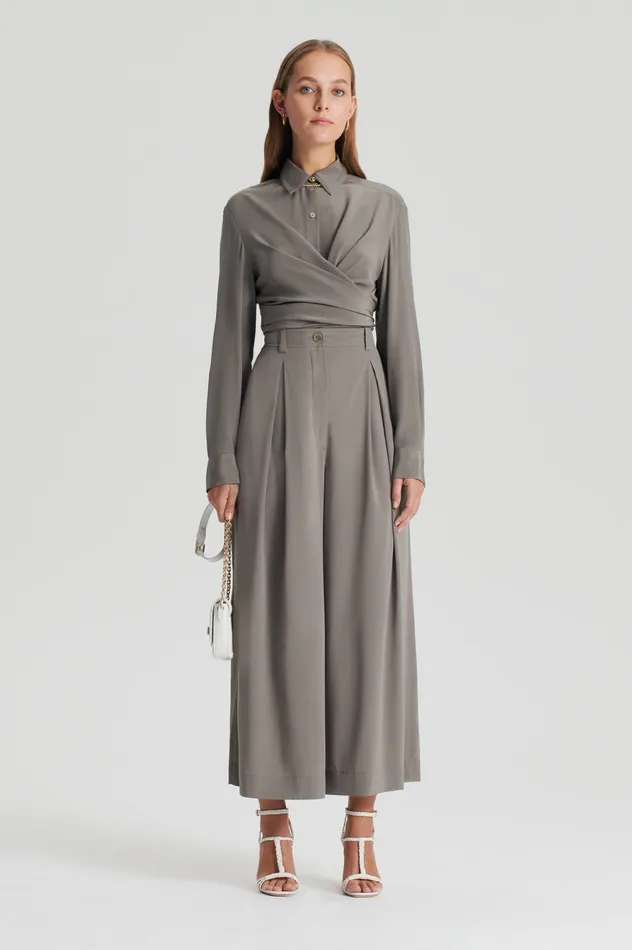 Women SILK CROP TROUSER TAUPE Trousers Scanlan Theodore