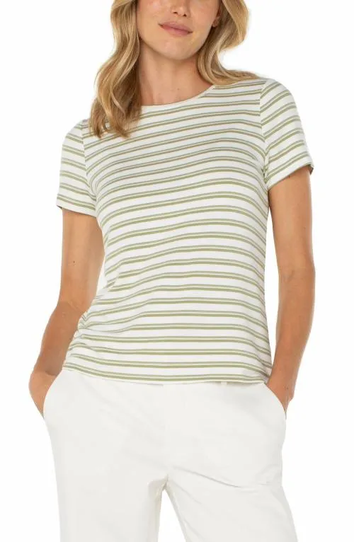 Women Tees Liverpool Los Angeles Short Sleeve Crew Neck Classic Knit Tee Whipped Cream Lotus Stripe