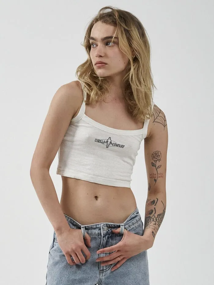 Womens Natural Gravitation Hemp Crop Singlet Heritage White Thrills Tops and Tees
