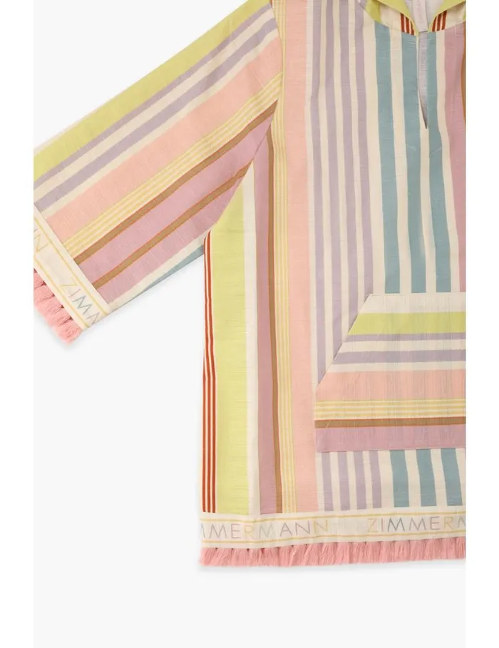 Zimmermann Clothing Halliday Hooded Coverup Multi Stripe 8211 Kids