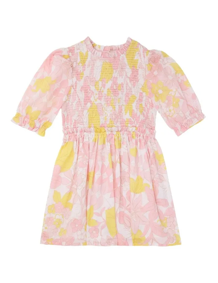 Zimmermann Clothing Pop Puff Sleeve Dress Pinkyellow Floral 8211 Kids