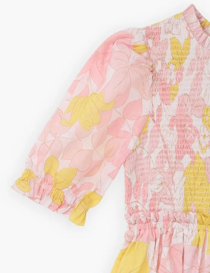 Zimmermann Clothing Pop Puff Sleeve Dress Pinkyellow Floral 8211 Kids