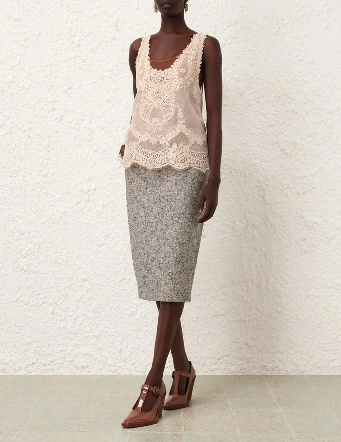 Zimmermann Skirts Tranquillity Pencil Skirt Blackcream 8211 Women