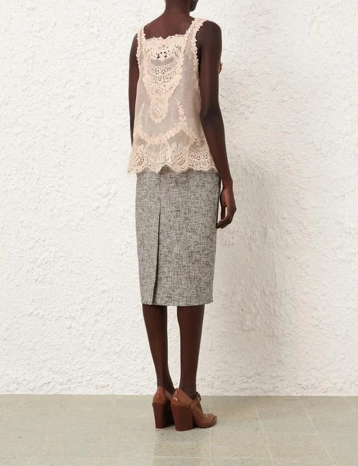 Zimmermann Skirts Tranquillity Pencil Skirt Blackcream 8211 Women