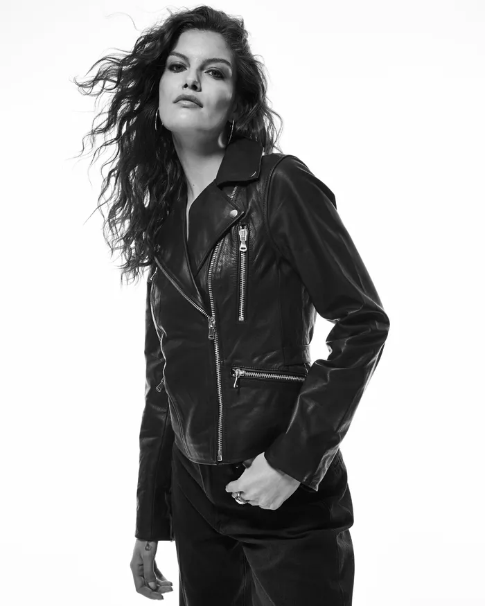 20th Anniversary Capsule Zeppelin Moto Jacket 8211 Black Leather Women Jackets and Coats PAIGE