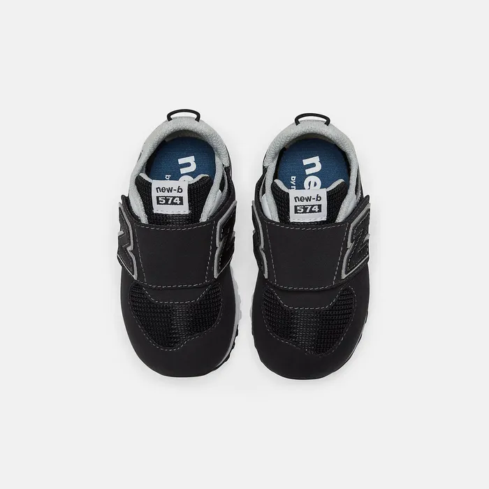 574 NEWB Hook and Loop Black with Silver Metallic Size 0 8211 10 New Balance Kids