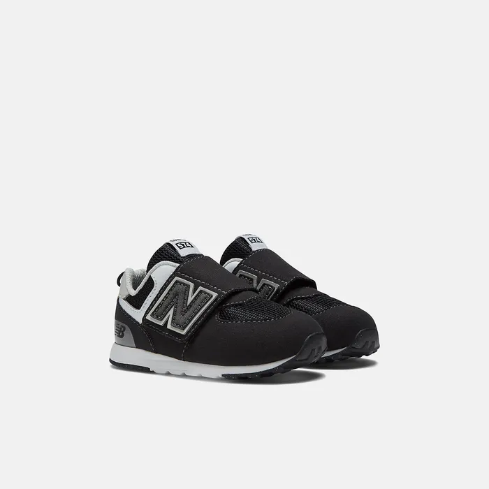 574 NEWB Hook and Loop Black with Silver Metallic Size 0 8211 10 New Balance Kids