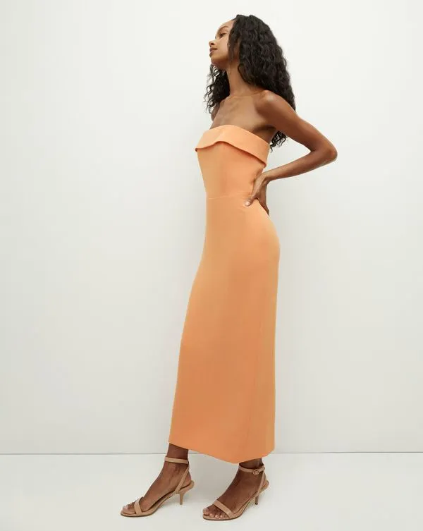 Absol Crepe Strapless Dress Orange Women Veronica Beard Dresses