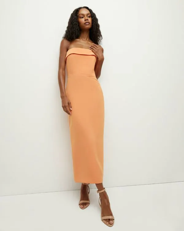 Absol Crepe Strapless Dress Orange Women Veronica Beard Dresses Absol Crepe Strapless Dress Orange Women Veronica Beard Dresses