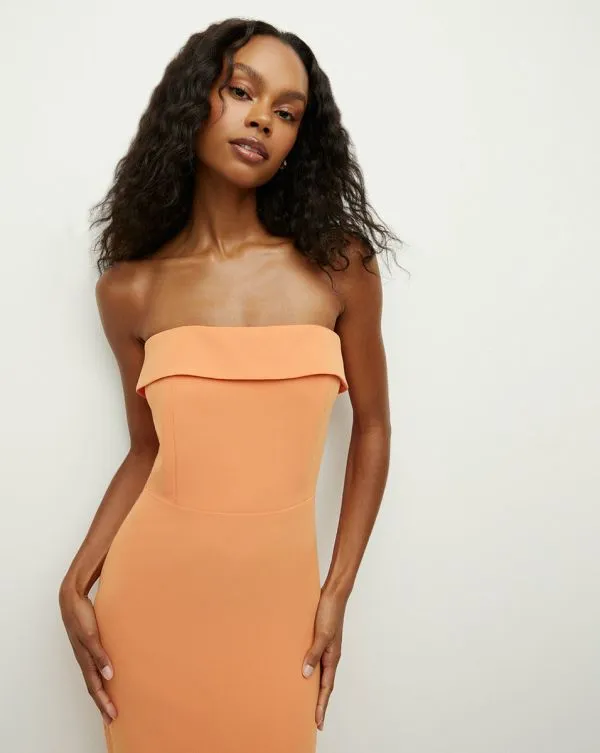 Absol Crepe Strapless Dress Orange Women Veronica Beard Dresses Absol Crepe Strapless Dress Orange Women Veronica Beard Dresses