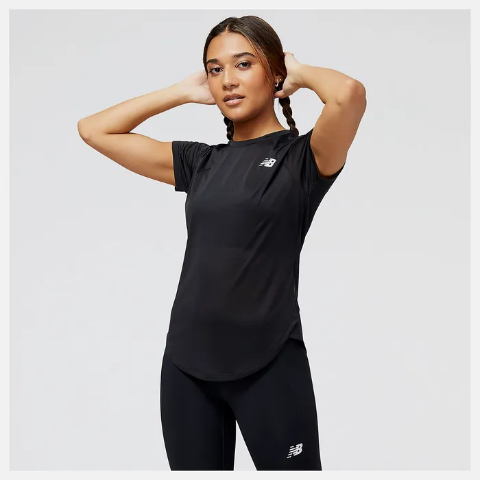 Accelerate Short Sleeve Top BLACK Women Shirts New Balance
