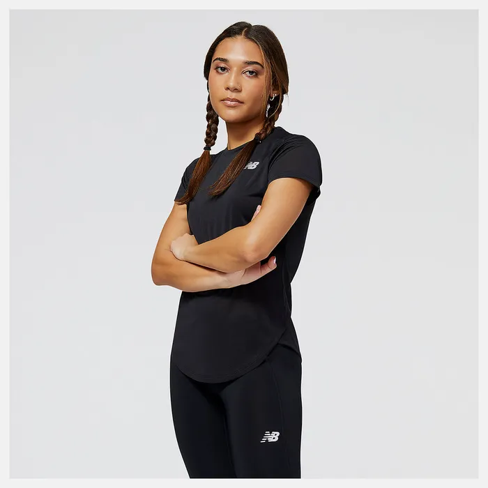 Accelerate Short Sleeve Top BLACK Women Shirts New Balance
