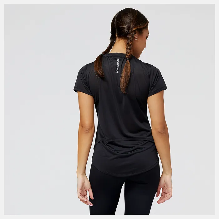 Accelerate Short Sleeve Top BLACK Women Shirts New Balance