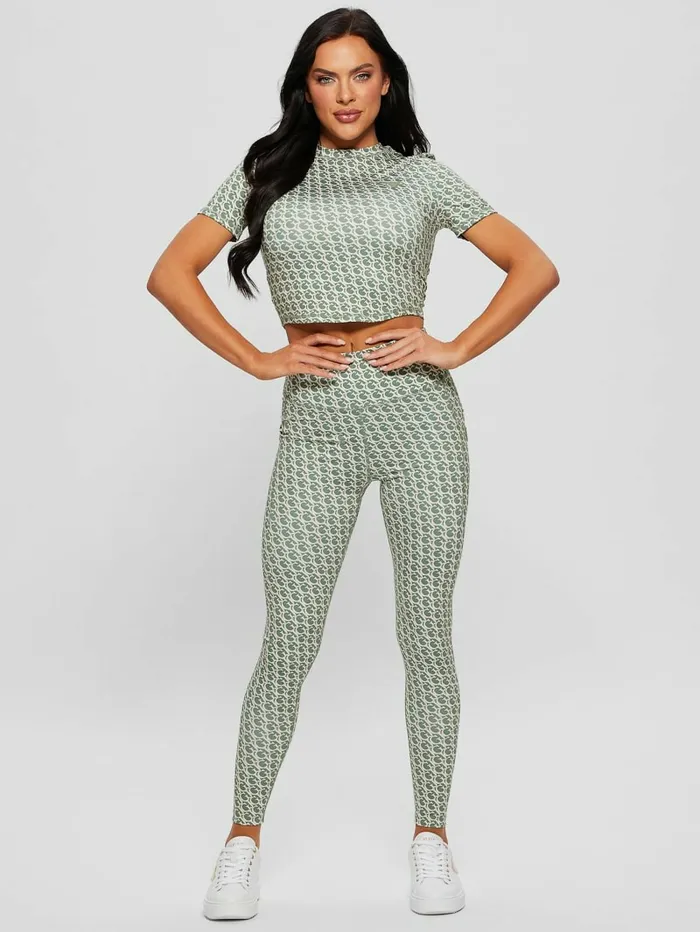 Activewear GUESS Women Eco Logomania Crop Top Small Gj Ocean Sage Activewear GUESS Women Eco Logomania Crop Top Small Gj Ocean Sage
