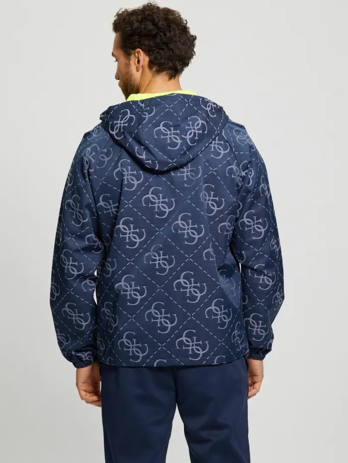 Activewear Men GUESS Leroi Quattro Signature Jacket 4g Large Jacquard Blue Activewear Men GUESS Leroi Quattro Signature Jacket 4g Large Jacquard Blue
