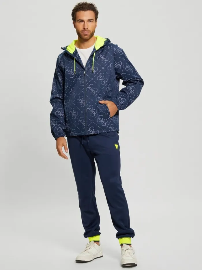 Activewear Men GUESS Leroi Quattro Signature Jacket 4g Large Jacquard Blue Activewear Men GUESS Leroi Quattro Signature Jacket 4g Large Jacquard Blue