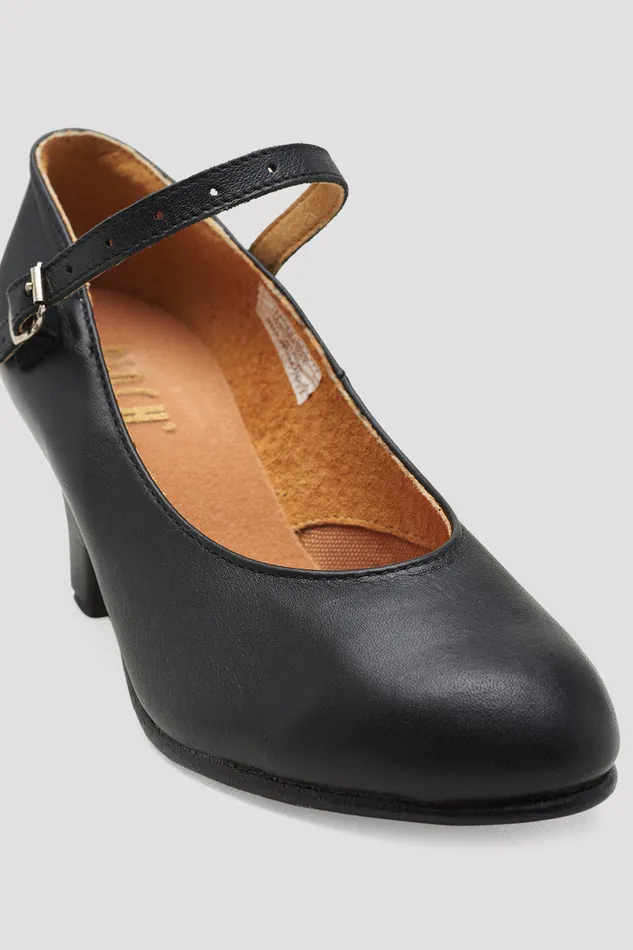 Adult Bloch Ladies Cabaret Character Shoes Black Leather Character