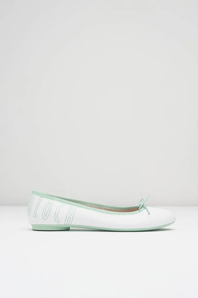 Adult Bloch Ladies Lyra Ballet Flats White Mint Leather Ballet Flats