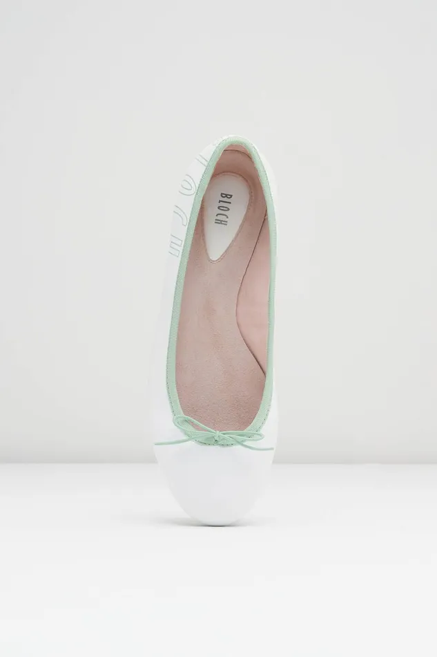 Adult Bloch Ladies Lyra Ballet Flats White Mint Leather Ballet Flats
