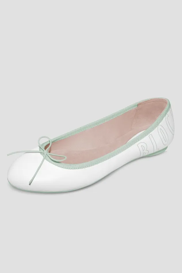 Adult Bloch Ladies Lyra Ballet Flats White Mint Leather Ballet Flats