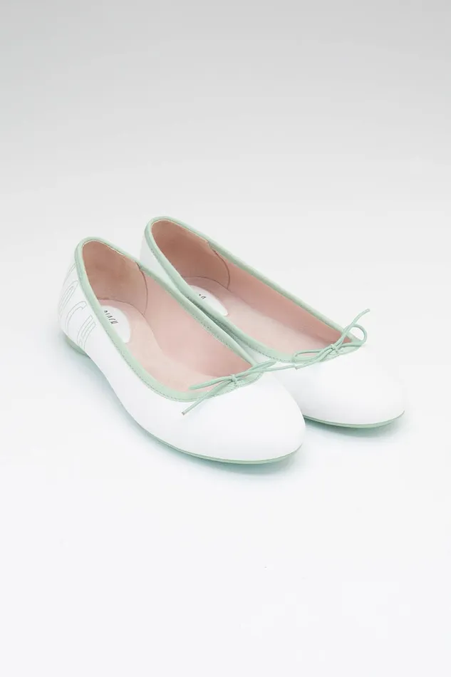 Adult Bloch Ladies Lyra Ballet Flats White Mint Leather Ballet Flats