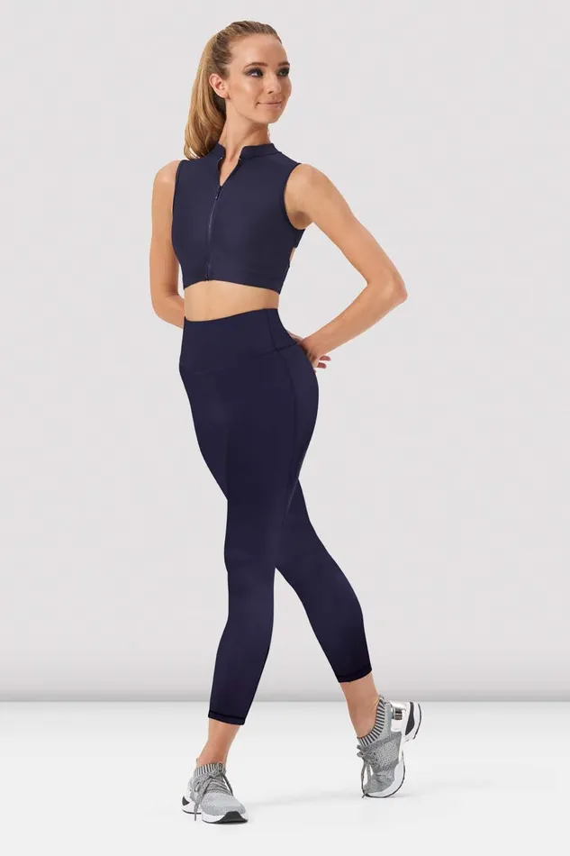 Adult Bloch Ladies Zola Zip Front Crop Top Twilight Separates