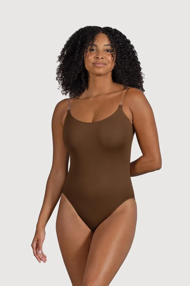 Adult Ladies Estrella Adjustable Strap Bodysuit Cocoa Underwear Bloch