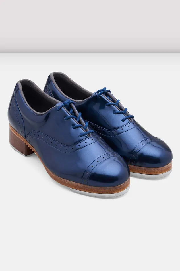 Adult Tap Bloch Ladies Jason Samuels Smith Patent Tap Shoes Metallic Navy Patent