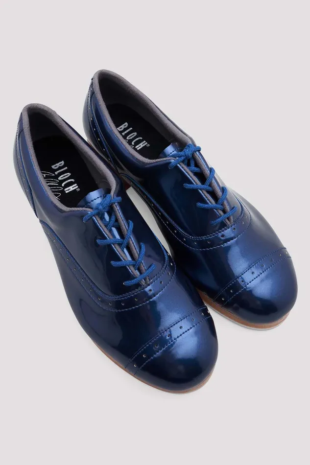 Adult Tap Bloch Ladies Jason Samuels Smith Patent Tap Shoes Metallic Navy Patent