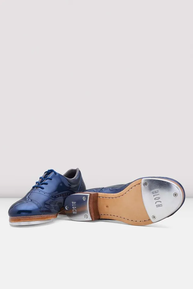 Adult Tap Bloch Ladies Jason Samuels Smith Patent Tap Shoes Metallic Navy Patent
